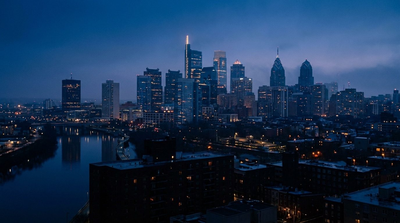 Philadelphia skyline at dusk